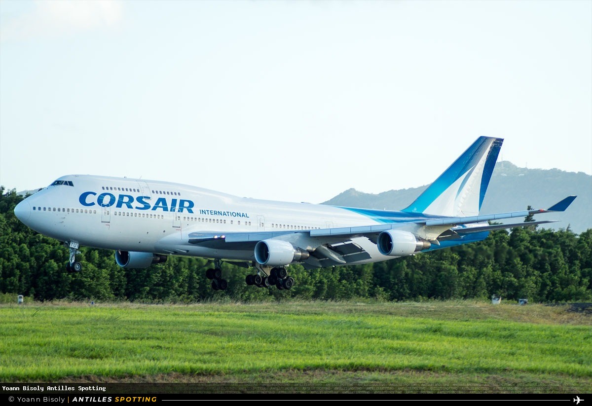 F-GTUI · Boeing 747-400, Corsair International, Martinique – Aimé Césaire